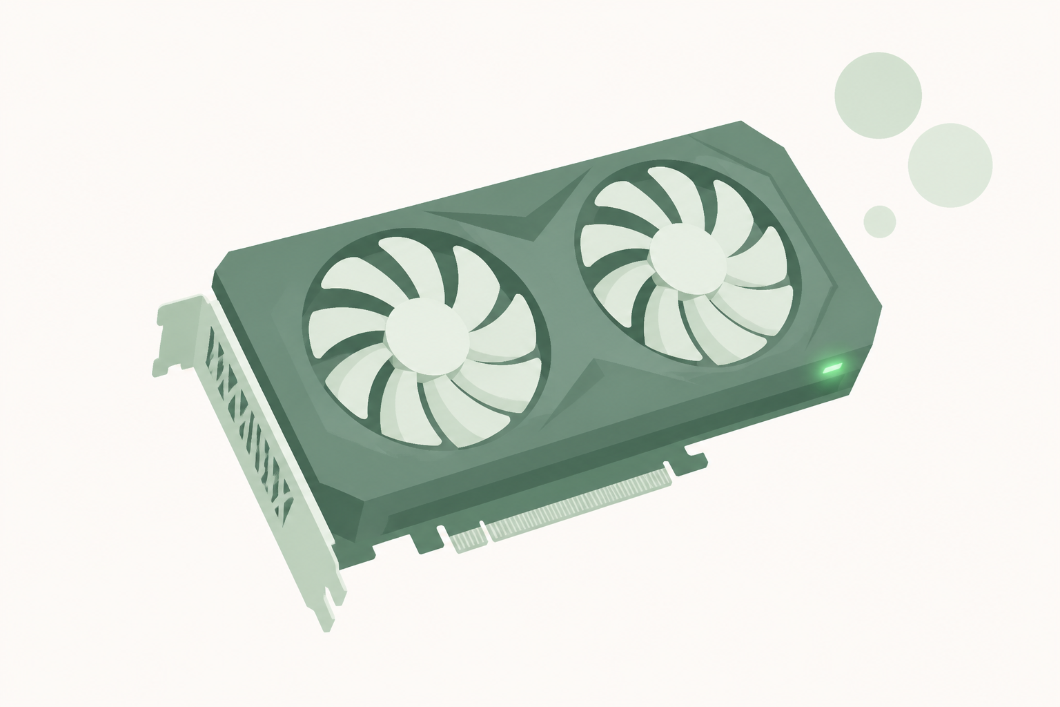 デスクトップ型のグラフィックボード(コンシューマ向けGPU)のイラスト。文字なし。